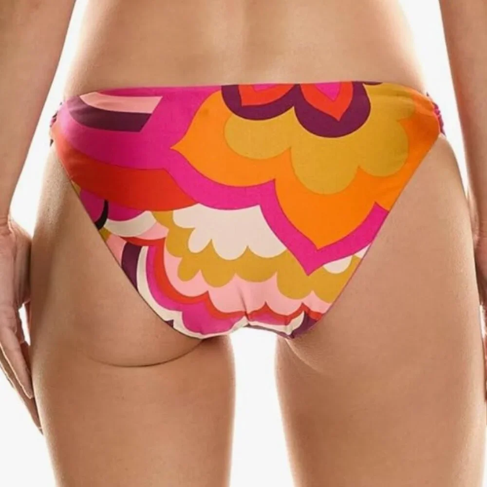 NWT Trina Turk 2 PC 'Fan Faire' Ring-Side Hipster Bikini & Bandeau Top SZ 8
